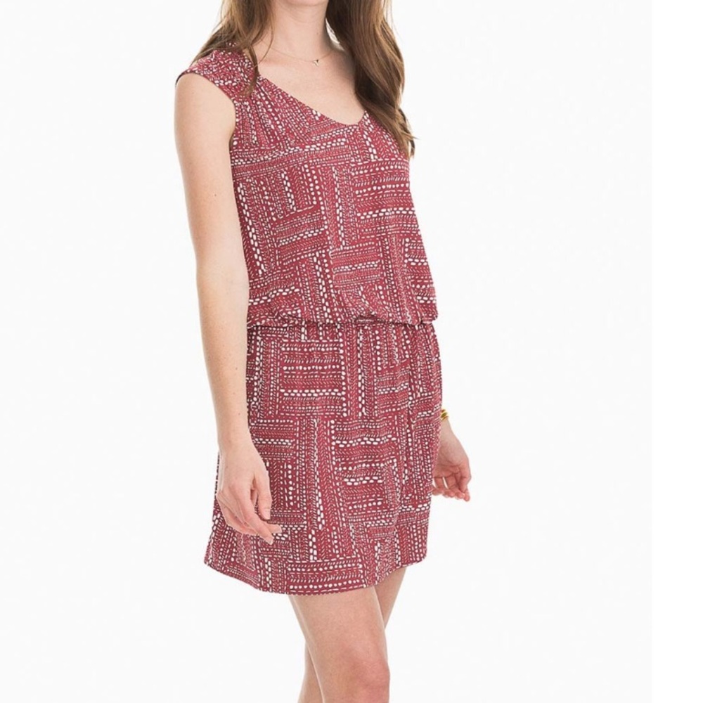 Chianti Abstract Gameday Cap-Sleeve Drop-Waist Dress